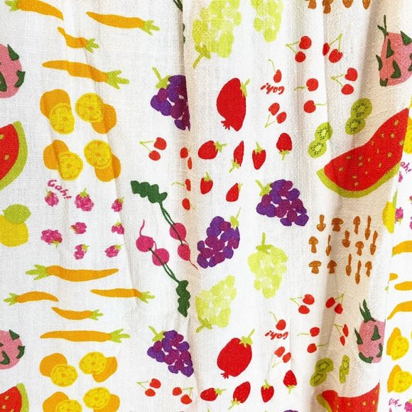 Lisa Says Gah Joni Farmers Market Fruit Food Print Maxi Dress Size Small - Picture 6 of 10